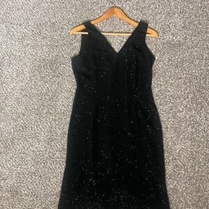 Black Sparkle V-Neck Evening Dress